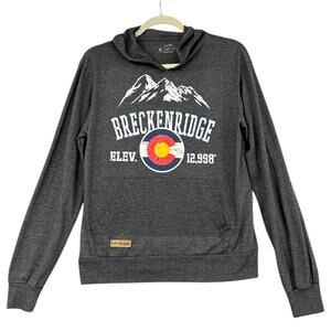 Uluru Gray Breckenridge Kangaroo Pocket Colorado Patch Drawstring Hoodie Small